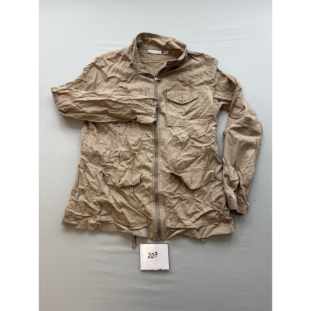 Croft & Barrow Womens Tan Full Zip Utility Jacket Lightweight Small Khaki S